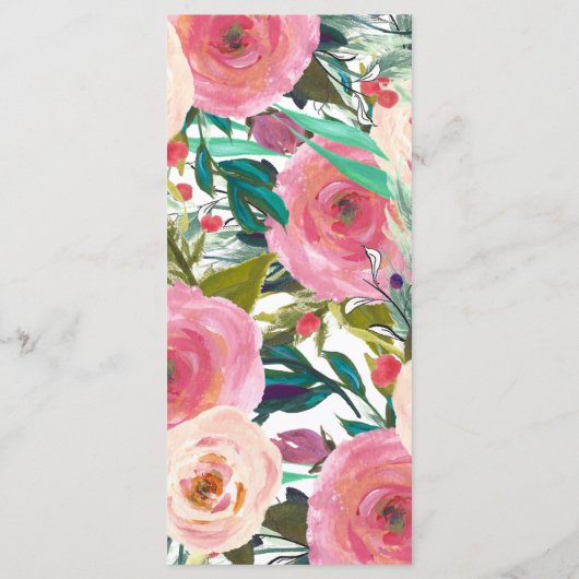 Aquarelle colorée Fleur Jardin Programme de mariag (Dos)