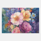 Aquarelle colorée Floral Papier Cadeau (Devant 3)