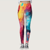 Aquarelle colorée Fun et Fierce Imprimer Leggings (Devant)