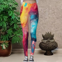 Aquarelle colorée Fun et Fierce Imprimer Leggings