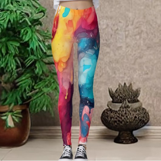 Aquarelle colorée Fun et Fierce Imprimer Leggings