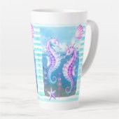 Aquarelle colorée Hippocampes Latte Mug (Angle droit)
