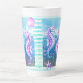 Aquarelle colorée Hippocampes Latte Mug (Devant)