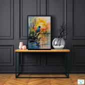 Aquarelle colorée Lac paysager et oiseaux