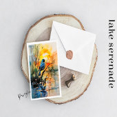 Aquarelle colorée Lac paysager et oiseaux