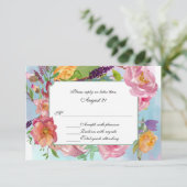 Aquarelle colorée Mariage floral carte RSVP (Debout devant)