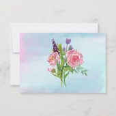 Aquarelle colorée Mariage floral carte RSVP (Dos)