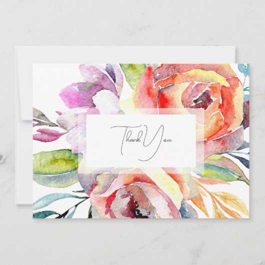 Aquarelle colorée Merci Mariage Floral (Devant)