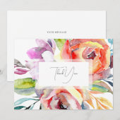 Aquarelle colorée Merci Mariage Floral (Devant / Derrière)