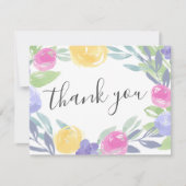 Aquarelle colorée moderne Merci floral (Devant)