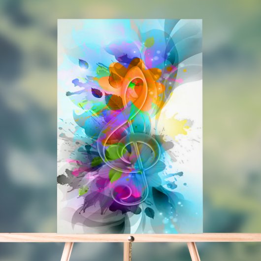Aquarelle colorée Musique trible Clef (Neutre)