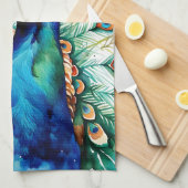 Aquarelle colorée Peacock serviette de cuisine (Quart Plié)