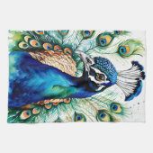 Aquarelle colorée Peacock serviette de cuisine (Horizontal)