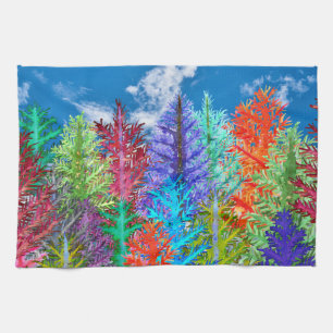 Aquarelle colorée Pine Arbres Serviette de cuisine