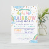 Aquarelle colorée Rainbow Baby shower Invitation (Debout devant)