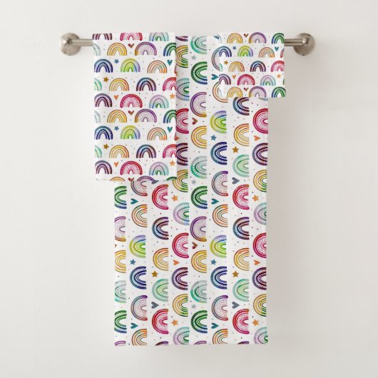 Aquarelle colorée Rainbows coeurs et étoiles motif (En situation)