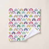 Aquarelle colorée Rainbows coeurs et étoiles motif (Gant de toilette)