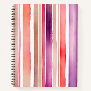 Aquarelle colorée rayures Carnet spiral
