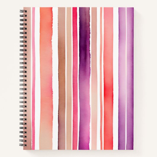Aquarelle colorée rayures Carnet spiral (Devant)
