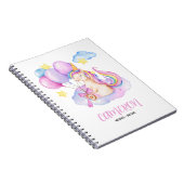 Aquarelle colorée Unicorne Carnet personnalisé (Côté Droit)