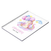 Aquarelle colorée Unicorne Carnet personnalisé (Côté gauche)
