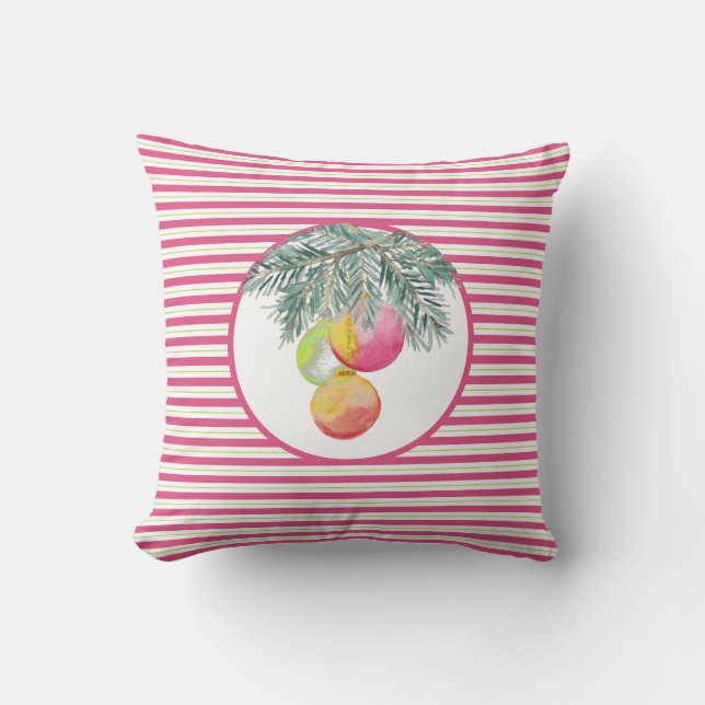 Aquarelle colorée unique Coussin de Noël (Recto)