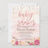 Aquarelle Confetti Baby shower Invitation (Devant)