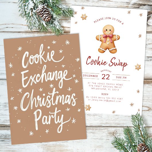 Aquarelle Cookie Exchange Invitation de Noël