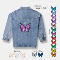 Aquarelle cool Monogramme Bleu pourpre Papillon