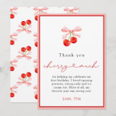 Aquarelle Coquette Cerise Carte de remerciements d (Devant / Derrière)