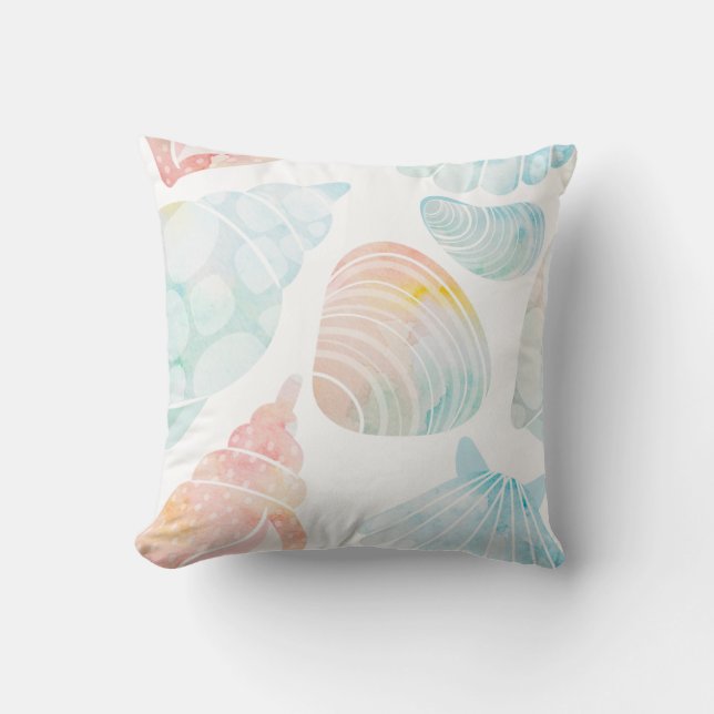 Aquarelle Coquille Jeter Oreiller (Recto)