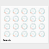 Aquarelle Coquille Monogramme Classic rond Sticker (Feuille)