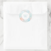 Aquarelle Coquille Monogramme Classic rond Sticker (Sac)