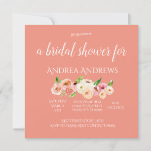 Aquarelle Coral Floral Douche nuptiale Invitation