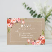 Aquarelle Coral Floral Kraft RSVP Mariage (Debout devant)