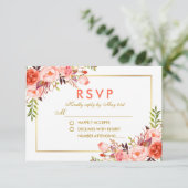 Aquarelle Coral Floral RSVP Mariage or (Debout devant)