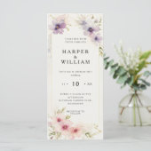 Aquarelle cosmos fleurs faire-part de mariage (Debout devant)