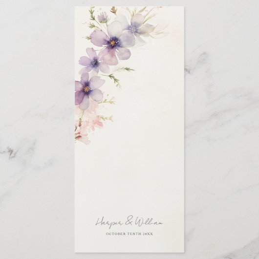 aquarelle cosmos fleurs menu mariage (Dos)