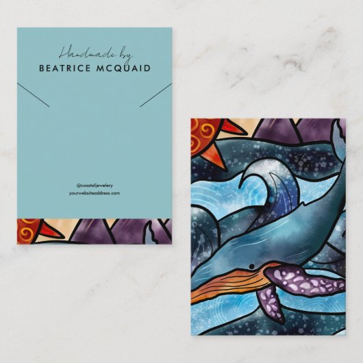 Aquarelle côtière | Carte d'affichage du collier (Devant / Derrière)