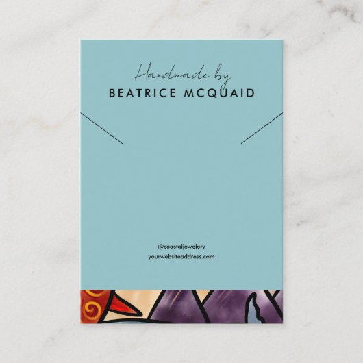 Aquarelle côtière | Carte d'affichage du collier (Devant)