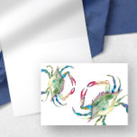 Aquarelle côtière Cartes de crabe bleu vierge à l'<br><div class="desc">Des notes de remerciement côtières vous permettent d'express votre gratitude dans un style élégant. Avant présente une réplique de mes crabes d'origine bleu aquarelle. Vierge à l'intérieur laissant beaucoup de place pour personnaliser l'intérieur avec un accueil personnalisé pour un anniversaire ou une note personnelle. Conçues pour coordonner avec ma collection...</div>