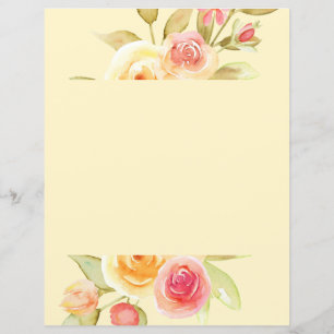 Aquarelle Cottage Jardin Roses papier à scandale