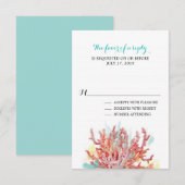Aquarelle couleur Coral Reef | RSVP pour mariage (Devant / Derrière)