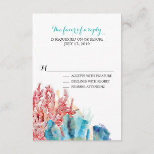 Aquarelle couleur Coral Reef   RSVP pour mariage
