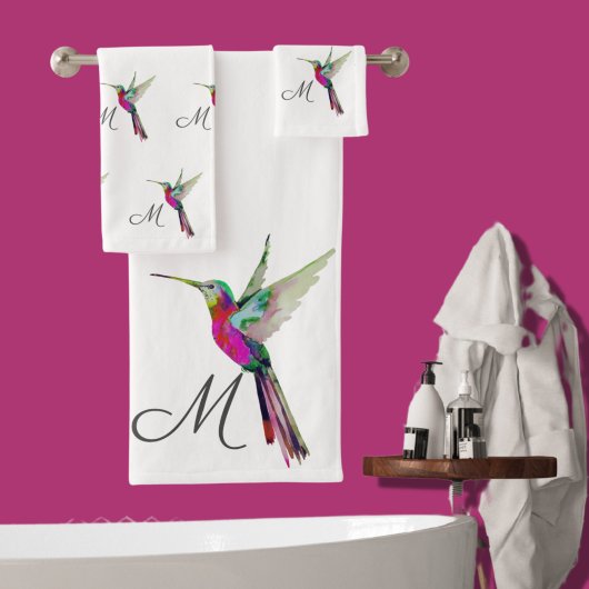 Aquarelle couleur de colibri Monogramme initial