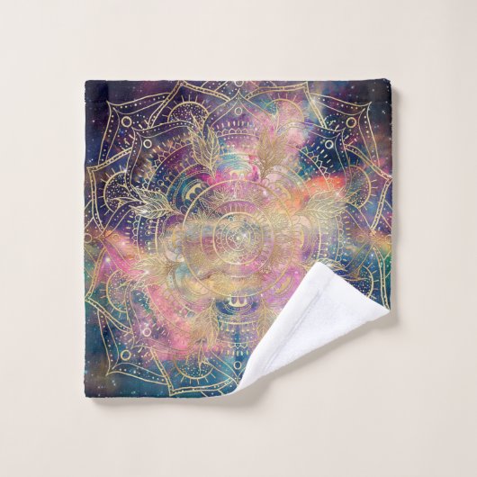 Aquarelle couleur Mandala or élégant Nebula (Gant de toilette)