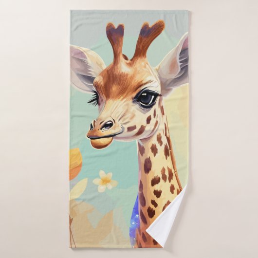 Aquarelle couleur mignonne Baby Giraffe (Serviette de bain)