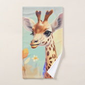 Aquarelle couleur mignonne Baby Giraffe (Serviette à main)