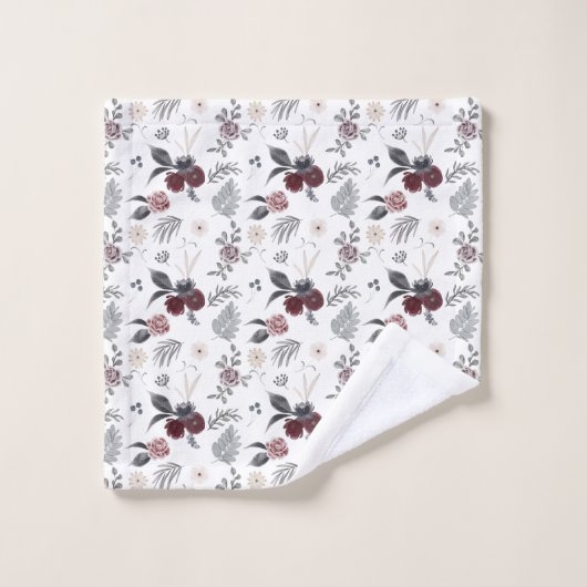 Aquarelle couleur Rose gris Feuille (Gant de toilette)