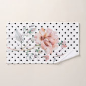 Aquarelle couleur rose sur À petits pois noirs (Serviette à main)